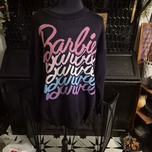 NWT Barbie Stacked Logo Black Pullover Crewneck Sweater Matel 2024 Medium